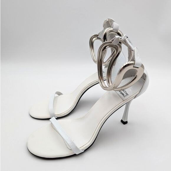 Jeffrey Campbell Cuff It Ankle Strap Sandal Women's White/Silver Size US10 EU41 - Picture 1 of 11